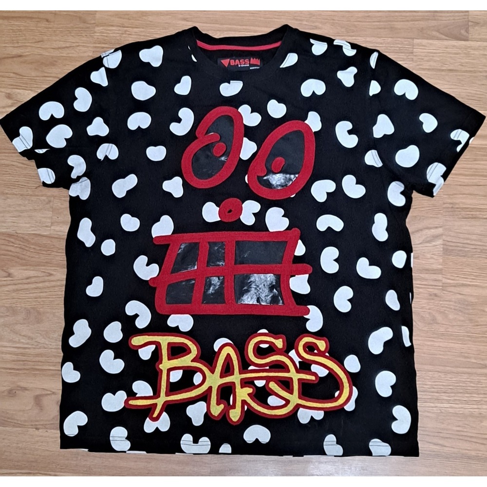 Ron‎ Bass Shirt Mens 2XL Allover Graphic Print Streetwear Hearts